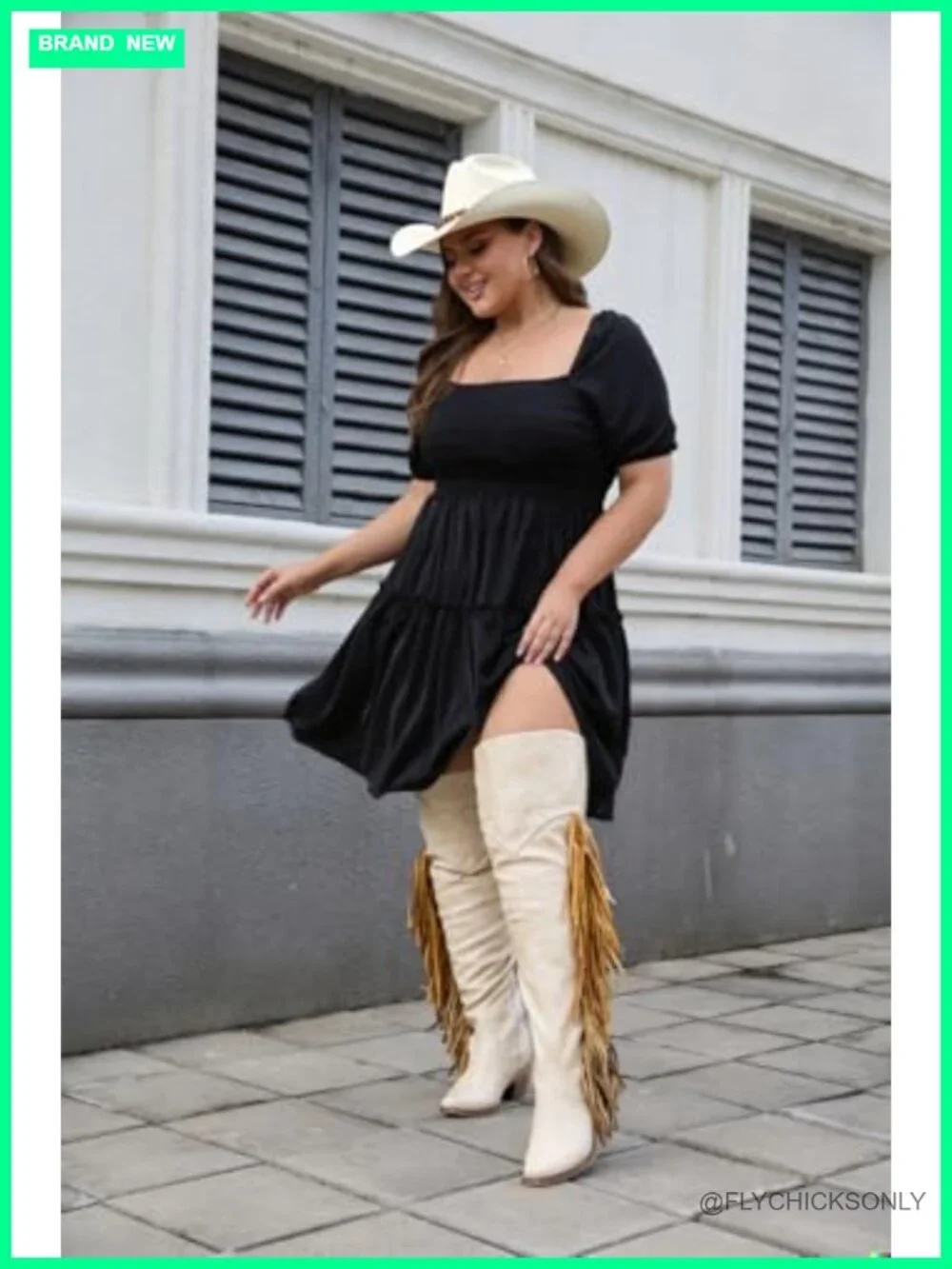 Over Knee Cowboy Boots Pointed Toe Block Heel Fringe Pull On